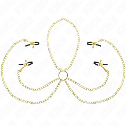KINK - PINZAS PARA PEZONES Y CLÍTORIS 4 ENGANCHES AJUSTABLE DORADO