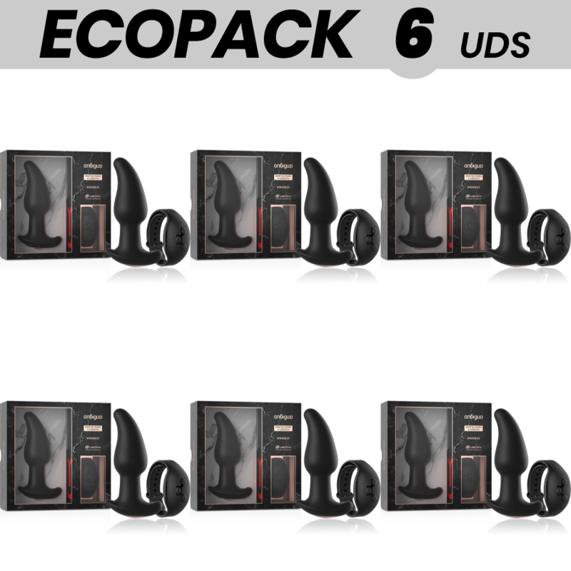 ECOPACK 6 UDS - ANBIGUO WATCHME CONTROL REMOTO PLUG ANAL VIBRADOR CON ROTACIÓN DE PERLAS AMADEUS