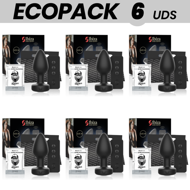 ECOPACK 6 UDS - IBIZA PLUG ANAL CONTROL REMOTO TALLA M
