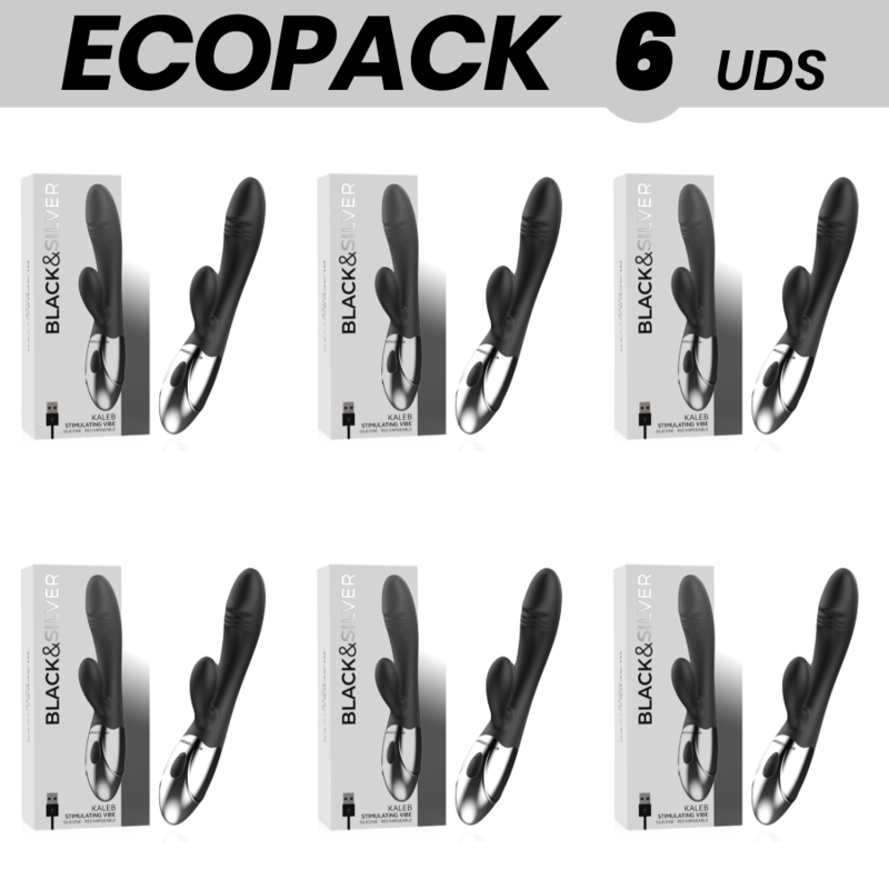 ECOPACK 6 UDS - BLACKSILVER KALEB VIBRADOR RABBIT SILICON MILTI FUNCION