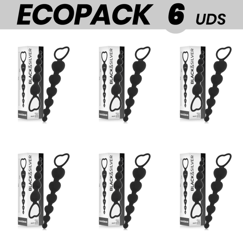 ECOPACK 6 UDS - BLACKSILVER MILA CADENA ANAL DE CORAZONES 18 CM